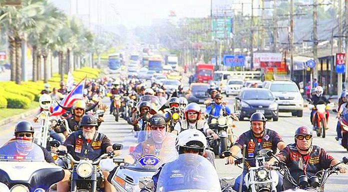 The ride for peace parade makes their way to the Chaiyapruek Stadium.
