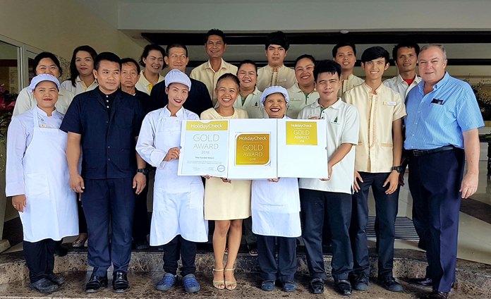 Thai Garden Resort General Manager Rene Pisters (right) thanks his team members and guests who have stayed at the Thai Garden Resort over the years for this fantastic award.