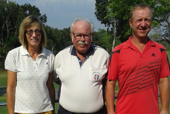 Carole Kubicki (left) and Kenneth Madsen (right) with Dave ‘The Admiral’ Richardson.