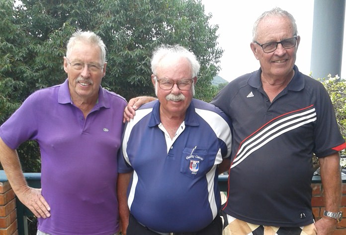 Torben Sorensen (left) and Hans Collett (right) with Dave Richardson.