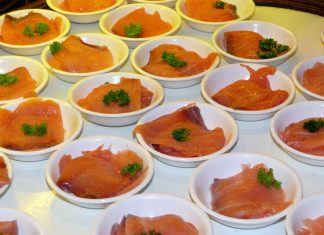 Salmon awaits the diners.