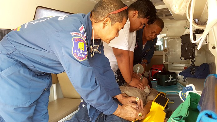 Nattapol Dechosart was revived through CPR and transported to Queen Sirikit Naval Medical Center.