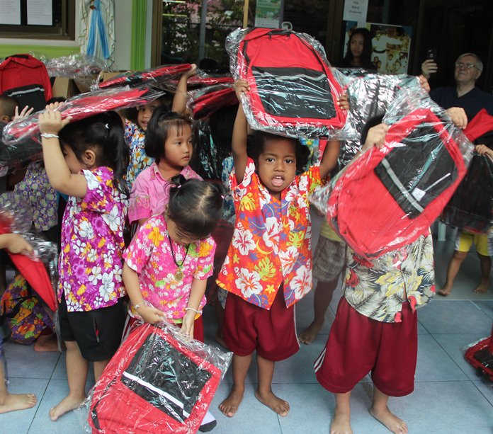 The youngsters with their new back packs.