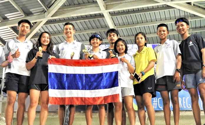 Thailand’s youth sailors celebrate the national team’s success at the Singapore Youth Sailing Championship 2018.