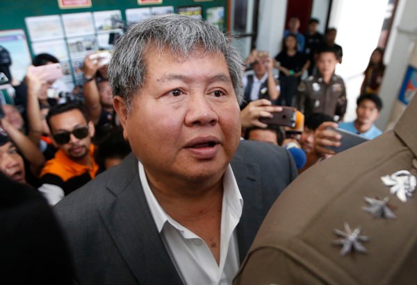 President of Italian-Thai Development Premchai Karnasuta arrives at the wildlife police headquarters Bangkok, Wednesday, March 14. (AP Photo/Sakchai Lalit)