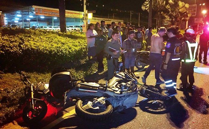 Russian Oleg Volobujev crashed his motorcycle into rescuers assisting others in a different motorbike crash in Pattaya.