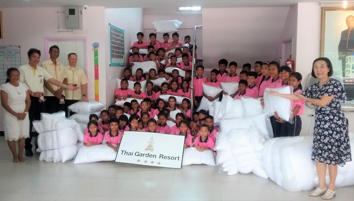 The Thai Garden Resort donated 150 pillows to children under the care of the Human Help Network Foundation to soften both beds and the charity’s expenses line.