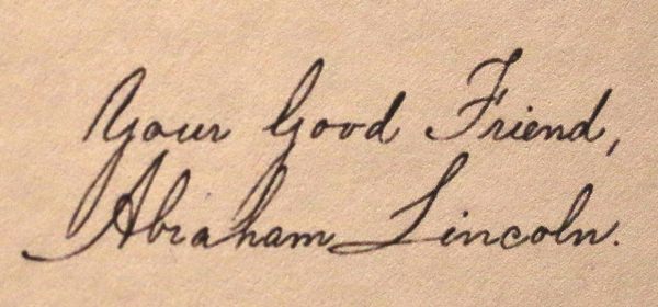 The signature of U.S. President Abraham Lincoln at the end of his letter in reply to Thailand’s King Mongkut in 1862. (AP Photo/Sakchai Lalit)