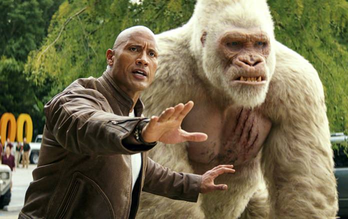 This image released by Warner Bros. shows Dwayne Johnson in a scene from “Rampage.” (Dwayne Johnson via AP)