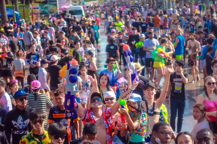 The annual party draws huge crowds along Pattaya Beach and Central Festival.