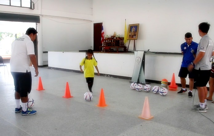 A future soccer star goes through her paces.