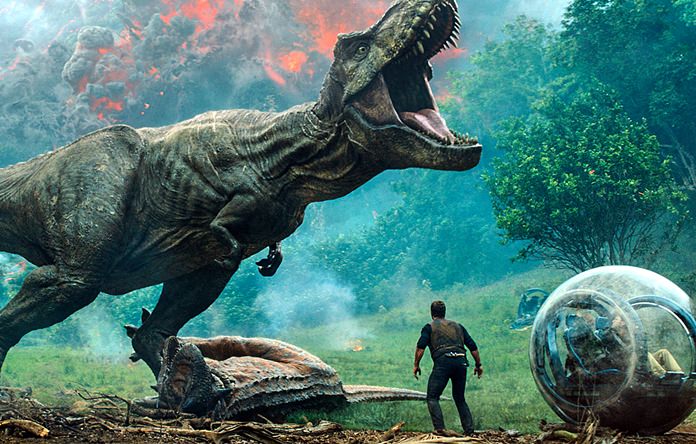 This image released by Universal Pictures shows a scene from “Jurassic World: Fallen Kingdom.” (Universal Pictures via AP)