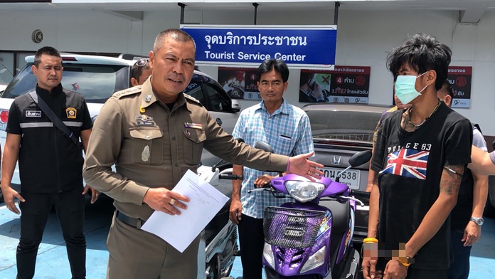 Sujinda Tae was captured on South Road near Chaimongkol Temple riding a stolen brown and white Honda motorbike.