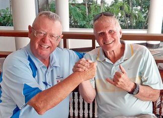 Don Carmody (right) with Dick Warberg.