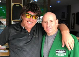 Tommy Marshall (right) with wig-wearer Phil Davies.