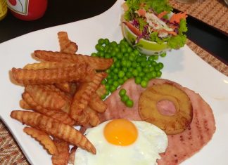 Gammon steak fills the plate and the belly.