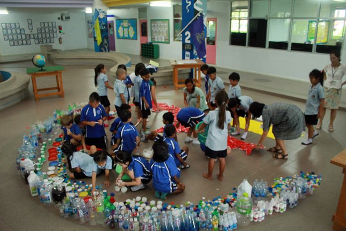 A recycled paper world was made to highlight the need to help the environment.