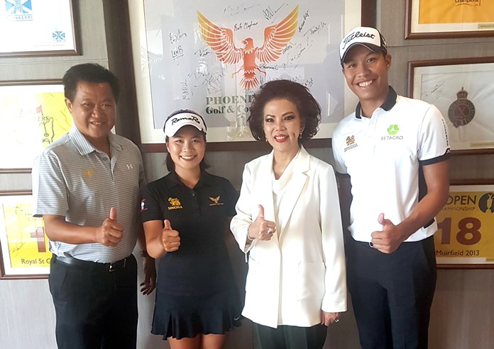 (From left) Phoenix Gold Golf and Country Club General Manager Nathawat Askornchat, Kanyalak Preedasuttijit, Phoenix Gold Golf and Country Club President Chanya Swangchitr, and Danthai Boonmer.