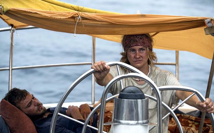 This image released by STXfilms shows Shailene Woodley (right) and Sam Claflin in a scene from “Adrift.” (Photo STXfilms via AP)
