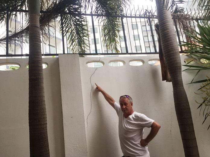 Norwegian Bjorn Ingolf Soreng complains pile-driving for the four towers has caused large cracks in his walls.