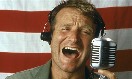 Actor Robin Williams is shown in a scene from the 1987 movie, “Good Morning, Vietnam.”