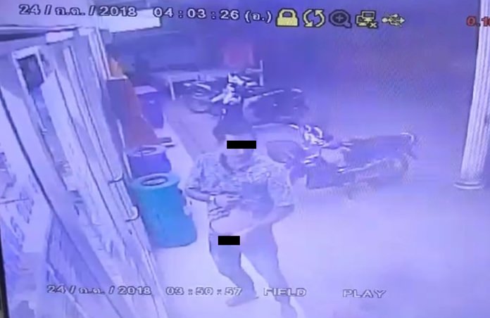 Police are hunting for a man who was caught on video masturbating outside a Pattaya convenience store.