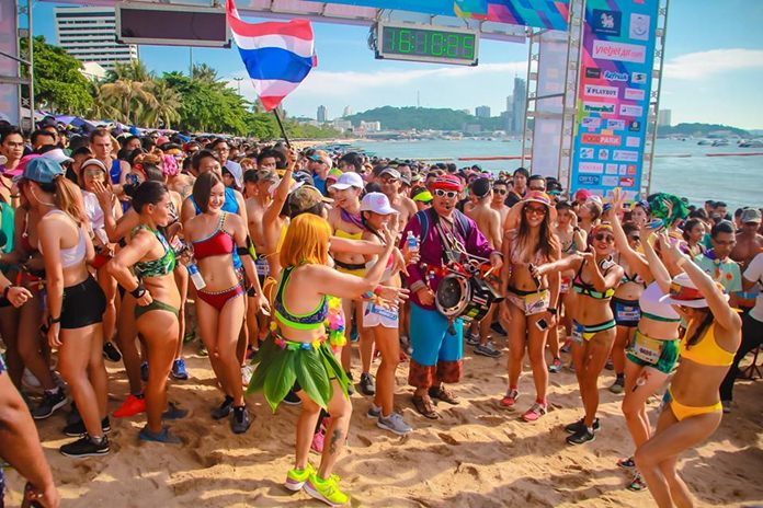 Contestants line up for last year’s bikini beach run. This and other events has earned Chonburi the designation as one of the country’s six sports provinces.
