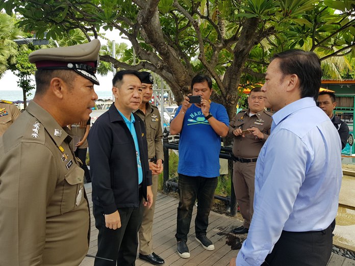 Pattaya police visit hotel management, trying to get to the bottom of a video posted online during a party at the A-One Royal Cruise hotel.