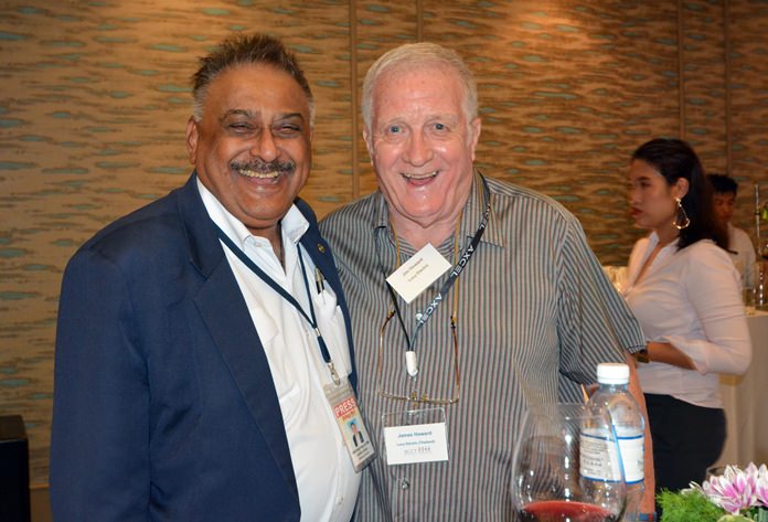 Peter Malhotra, MD of Pattaya Mail has a good laugh with Jimmy Howard of Lucy Electric (Thailand). Must have been a rugby joke.