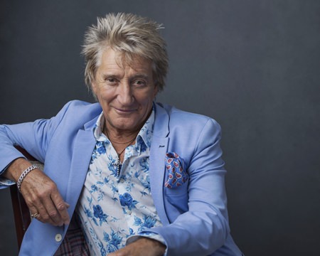 Rod Stewart poses for a portrait on Wednesday, Aug. 8, in New York to promote his tour and upcoming album, “Blood Red Roses.” (Photo by Drew Gurian/Invision/AP)