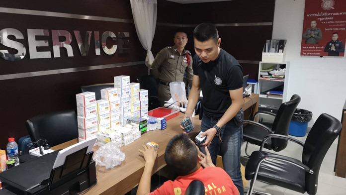 Police raiding an illegal South Pattaya dice game got more than they expected when they also found 317 boxes of sexual performance drugs.