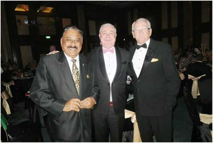 The happy trio, Peter Malhotra of Pattaya Mail, Eric Hallin, GM of the Rembrandt Hotel and hotelier/adventurer/writer extraordinaire Andrew Wood.