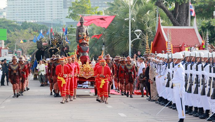 A military parade carried the great king and his troops down Beach Road on their way to city hall.