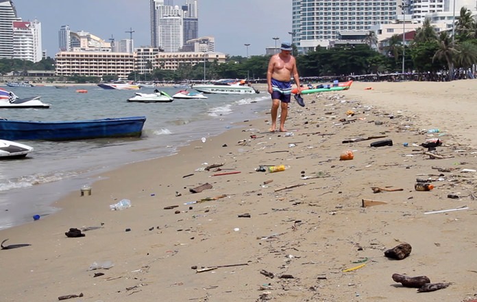 Storms still wreak havoc on Pattaya’s newly restored beach.