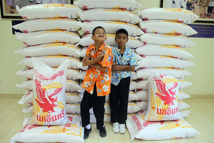 This stack of rice, 1,725kilos, lasted just 8 days.