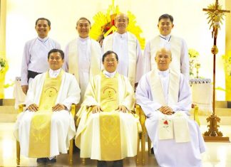 The new Provincial of Thailand, center, with his advisory board.