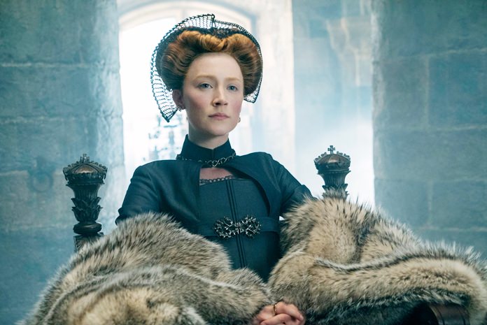 This image released by Focus Features shows Saoirse Ronan as Mary Stuart in a scene from “Mary Queen of Scots.” (Liam Daniel/Focus Features via AP)