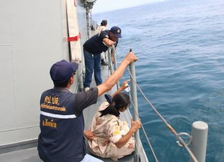 Sattahip officials join navy on drug patrol, catch only seasickness