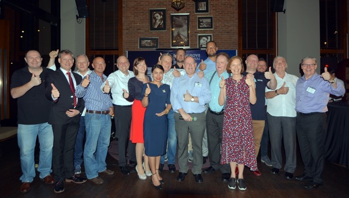Sponsors and representatives of the Joint Chambers give the thumbs-up to a most enjoyable networking evening at the Holiday Inn.