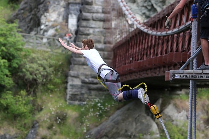 Leaping into the New Zealand sky.
