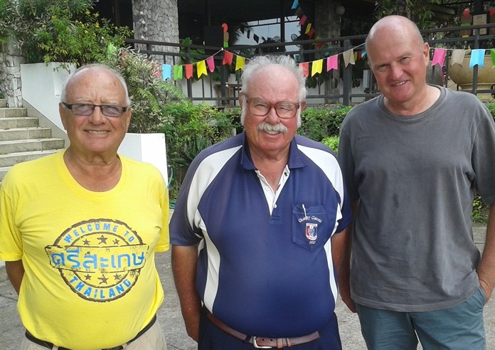 Jan Lovgreen, left, and Tore Eliassen, right, with Dave ‘The Admiral’.
