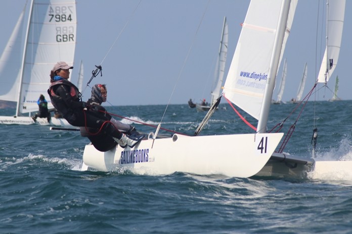 Dave and Louise Roberts sail on their way to overall victory at the Dart-18 World Championships, Friday, Feb. 22. (Photo/Sarka Ngassa)