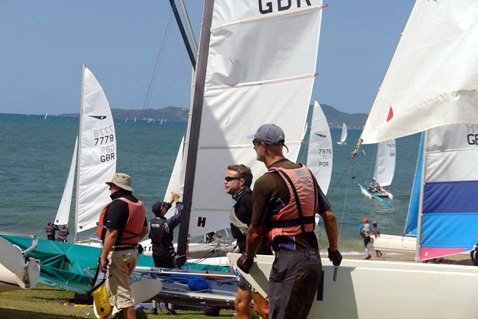 Action shore-side as the crews get ready for another race.