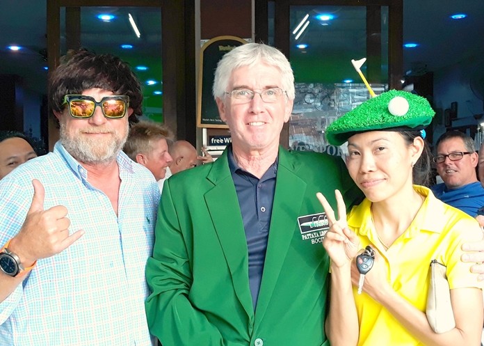 John Harrison (centre) with Mark Sharp (left) and Miss Moon.