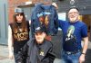 Three Mott the Hoople fans outside the Beacon Theatre wear t-shirts individually designed and hand painted in Thailand.