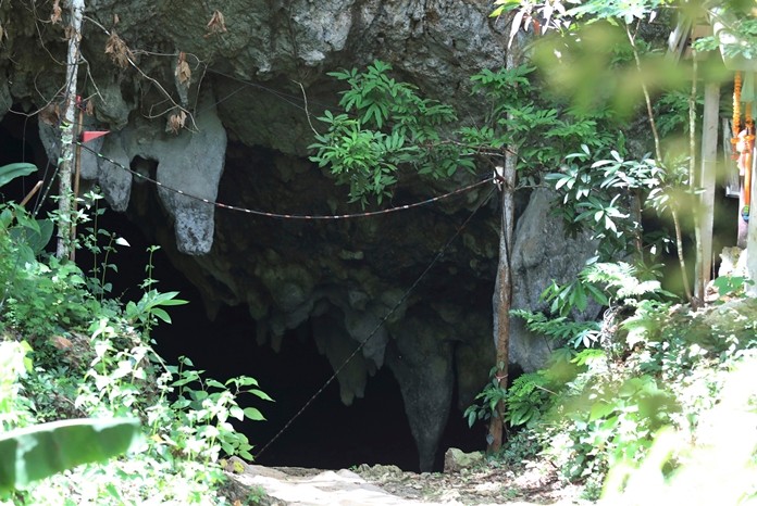 The entrance to Tham Luang Nang Non cave in the Mae Sai, Chiang Rai province, northern Thailand. (AP Photo/Sakchai Lalit)