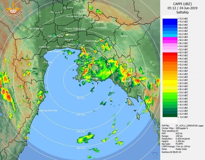 Heavy rain is expected to continue across the east through June 27, the Thai Meteorological Department said.