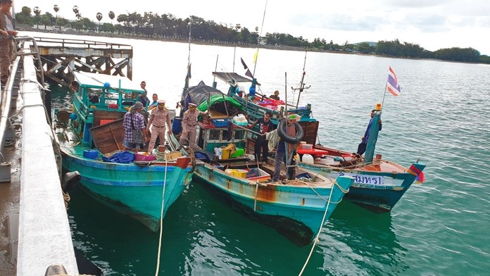 The Royal Thai Navy impounded three Vietnamese fishing boats disguised as Thai vessels to illegally fish the Gulf of Thailand.