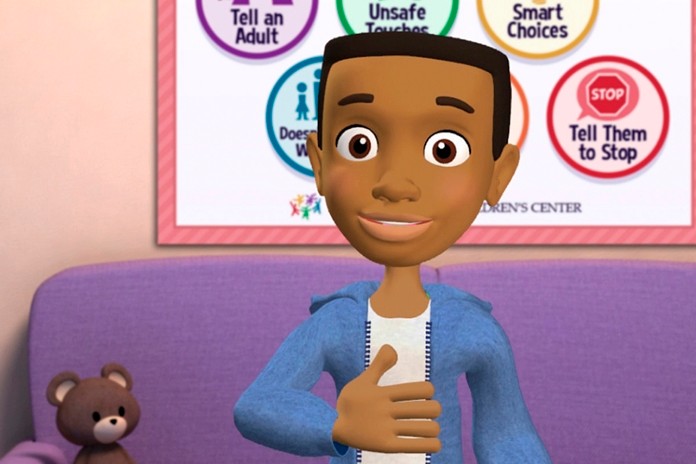 This image from video made available by the Boy Scouts of America in June 2019 shows a frame from an animated video which is part of a sex-abuse prevention program adopted by the Scouts. Targeted at children from kindergarten to sixth grade, the series of six videos aims to teach children how to recognize potentially abusive behavior and what to do if confronted by it. (BSA via AP)
