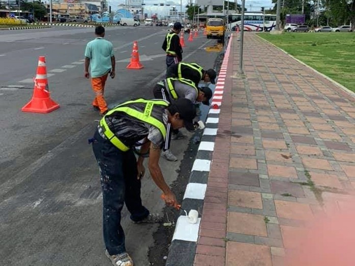 â€˜No parkingâ€™ zones painted at Central, North Pattaya & Sukhumvit